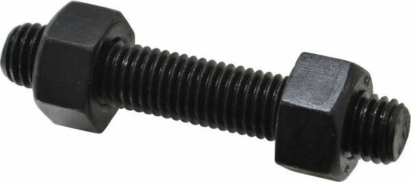 5/8-11, 3-1/2" Long, Uncoated, Steel, Fully Threaded Stud with Nut