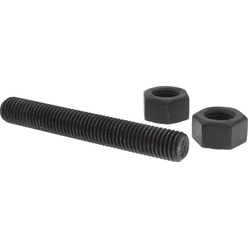 5/8-11, 4-1/2" Long, Uncoated, Steel, Fully Threaded Stud with Nut