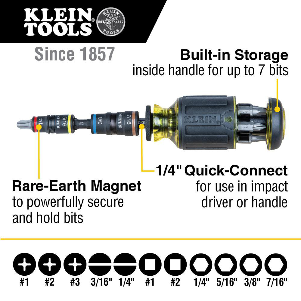 Klein Tools - Nut Driver Sets: Drive Size: #3, 11/32 in, 1/4 in, 3/16 ...