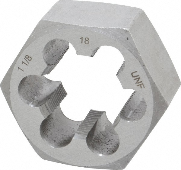 Value Collection 365-1086 Hex Rethreading Die: 1-1/8 - 18 Thread, 1" Thick, Right Hand, 2" Hex, Carbon Steel Image