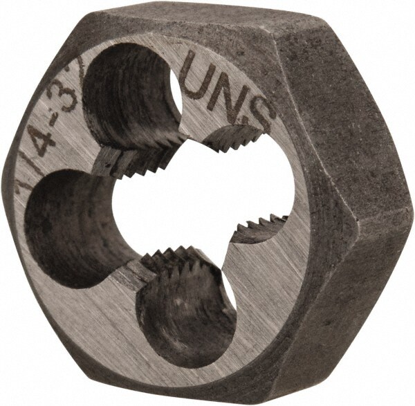 Hex Rethreading Die: 1/4-32 Thread, Right Hand, Carbon Steel