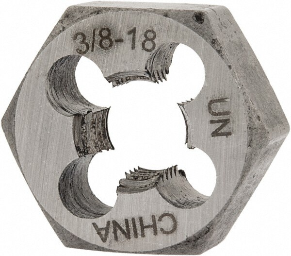 Hex Rethreading Die: 3/8-18 Thread, Right Hand, Carbon Steel