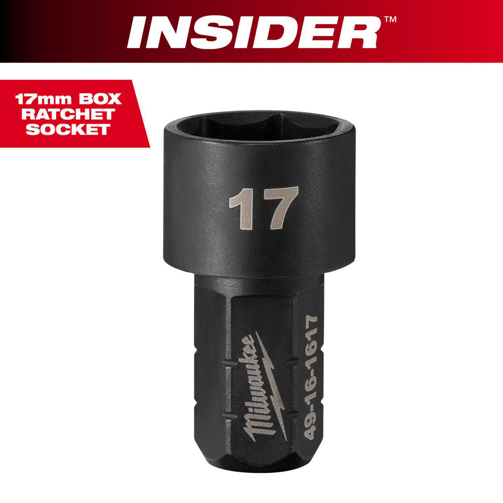 Impact Socket: 9/16" Drive, 17 mm Socket, Hex Drive - 6 Point, Black Oxide