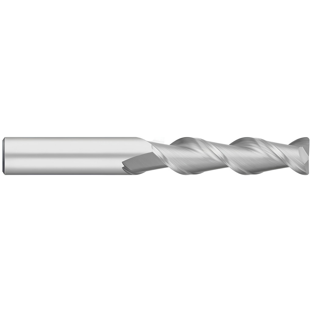 Titan USA Corner Radius End Mill: 3/16" Dia, 3/4" LOC, 0.0300" Radius, 2 Flute, Solid Carbide - 2-1/2" OAL, 3/16" Shank Dia, 45 deg Helix