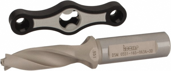 Iscar 3201040 Replaceable Tip Drill: 0.551 to 0.587 Drill Dia, 1.65" Max Depth, 0.625 Weldon Flat Shank Image