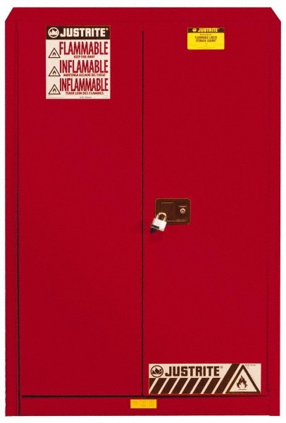 Justrite. 894511 Standard Cabinet: Manual Closing, 5 Shelves, Red Image