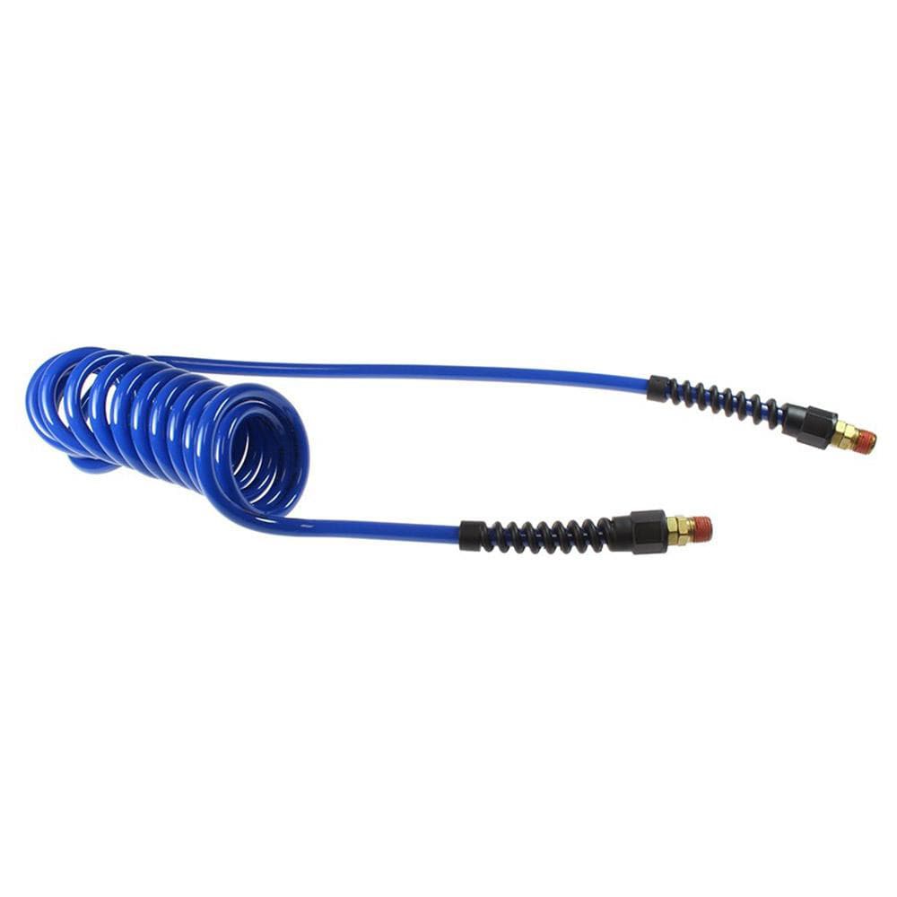 Coiled & Self Storing Hose: 5/16" ID, 15' Long, Male Swivel x Male Swivel with Strain Relief