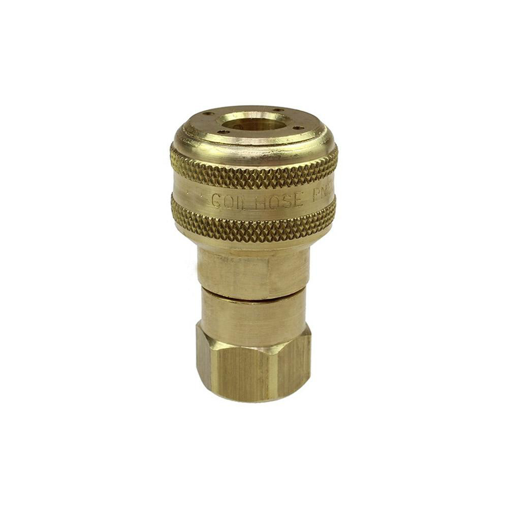 Pneumatic Hose Coupling: 3/8" Thread, 1/4" Body Dia, Industrial Interchange - Brass