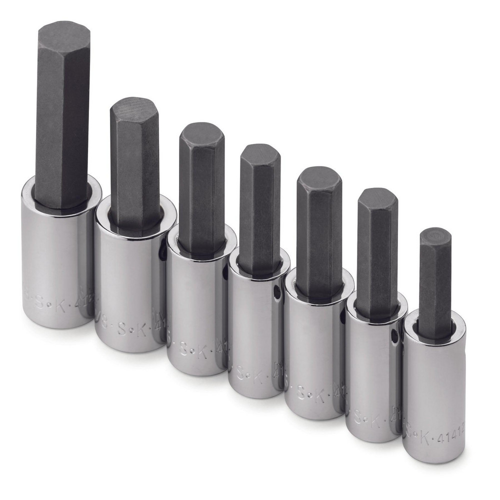 Hex Bit Socket Set: 1/2" Drive, 7 Pc, 5/16 to 3/4" Hex - 5/16 to 3/4" Hex
