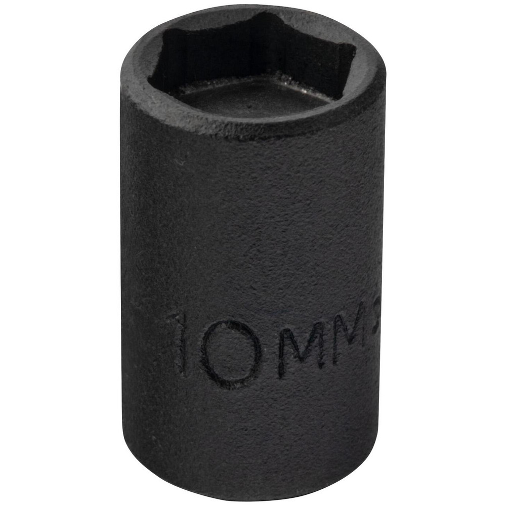 Impact Socket: 1/4" Drive, 10 mm Socket, Hex Drive - 6 Point