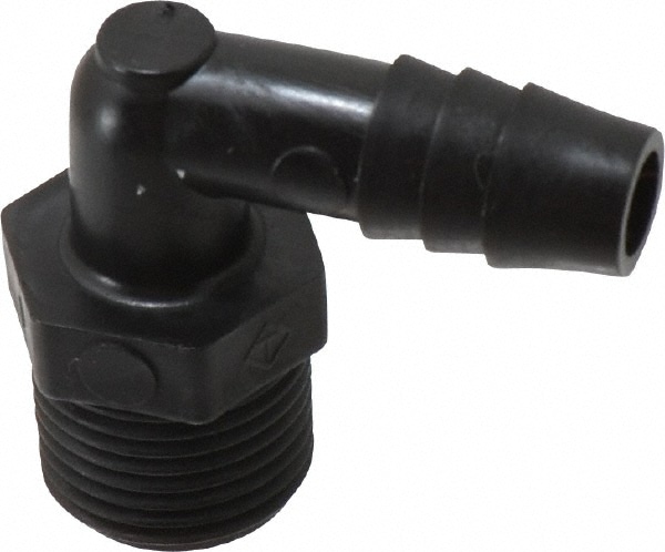 Barbed Tube Elbow: 3/8" Barbs, 3/8" NPT