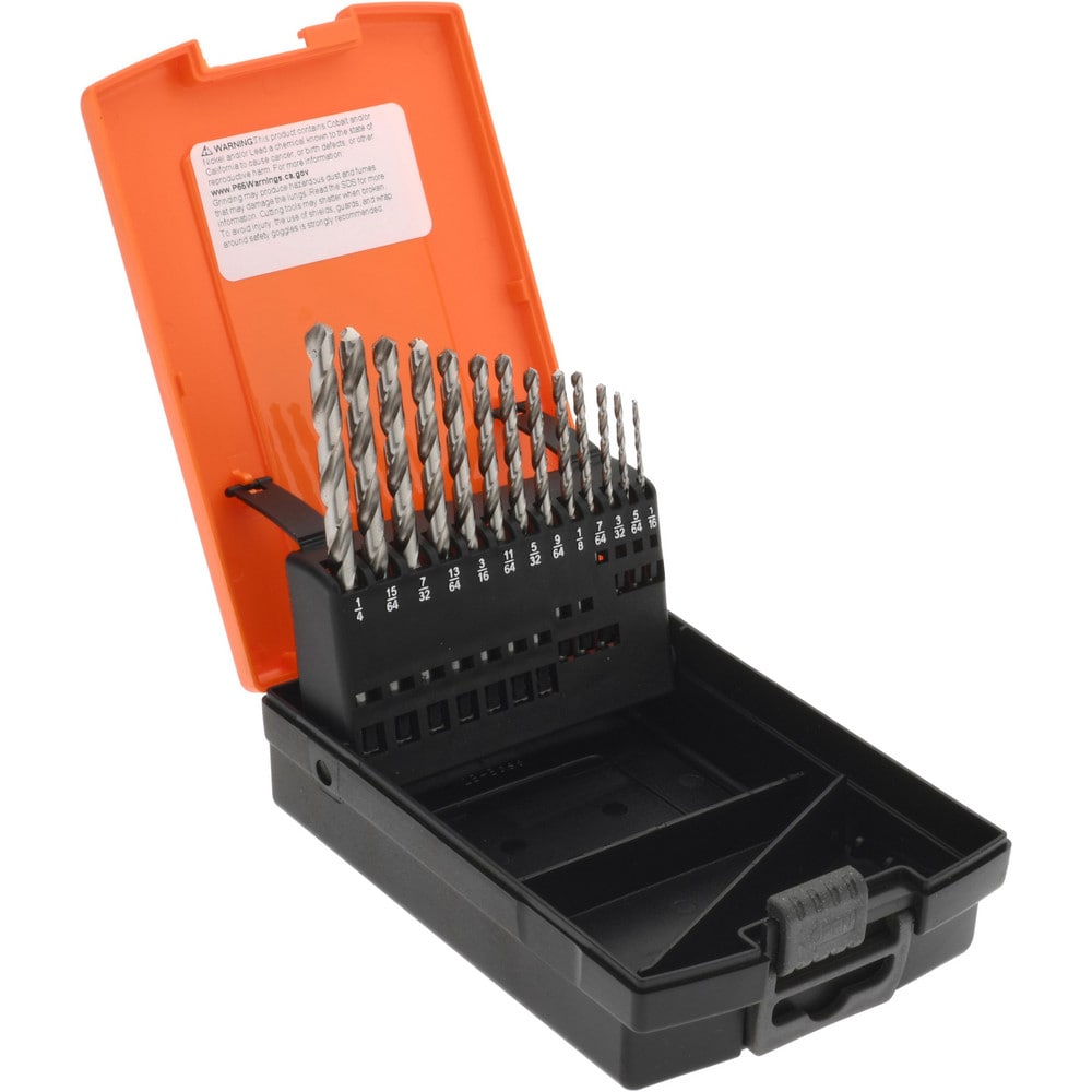 Hertel 79888327 Drill Bit Set: Jobber Length Drill Bits, 13 Pc, 118 °, High Speed Steel Image