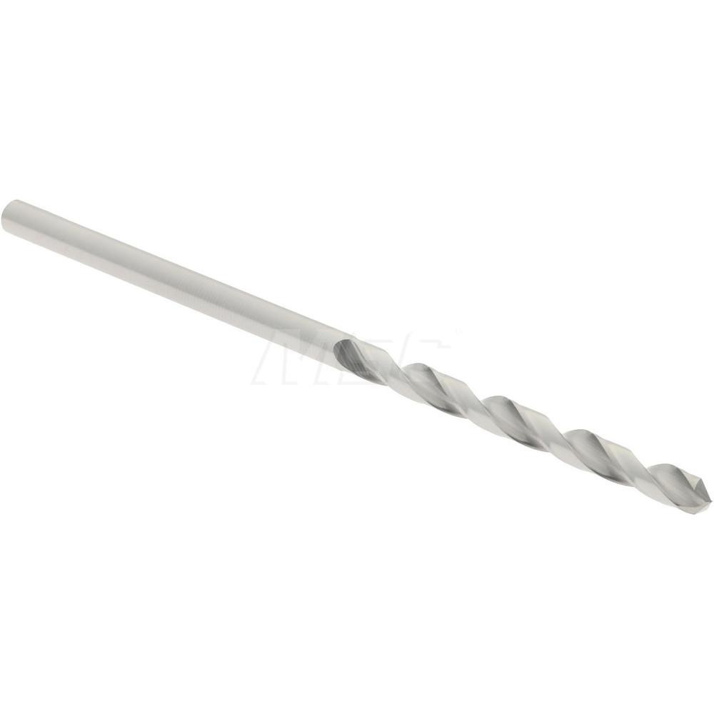Jobber Length Drill Bit: 1/16" (0.0625) Dia, 118 deg, Solid Carbide - Bright/Uncoated Finish, 1-1/2" OAL, Right Hand Cut, Regular Spiral Flute, Straight Shank