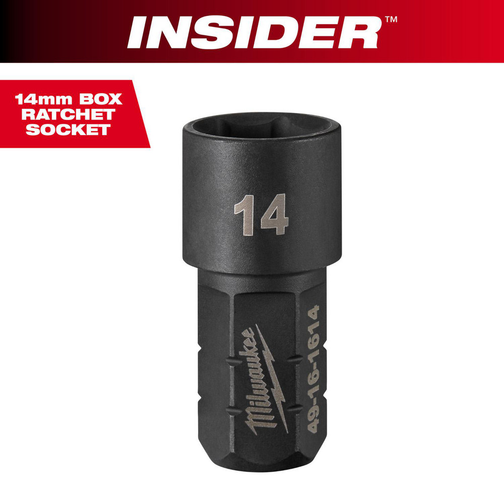 Impact Socket: 9/16" Drive, 14 mm Socket, Hex Drive - 6 Point, Black Oxide