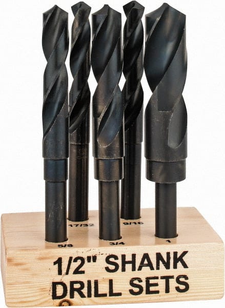 Value Collection 79981874 Drill Bit Set: Reduced Shank Drill Bits, 5 Pc, 1" Drill Bit Size, 118 °, High Speed Steel 