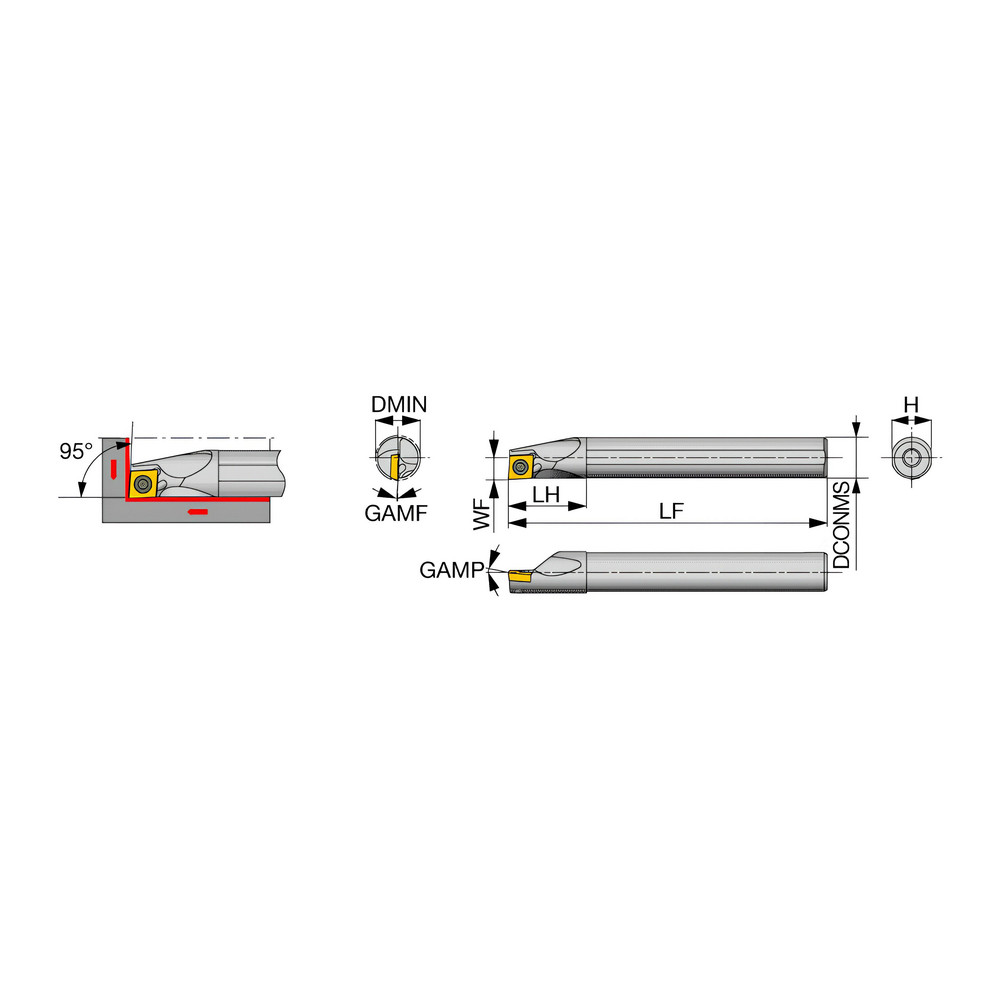Tungaloy Indexable Boring Bar E10MSCLPL06D120, 12 mm Min Bore Dia
