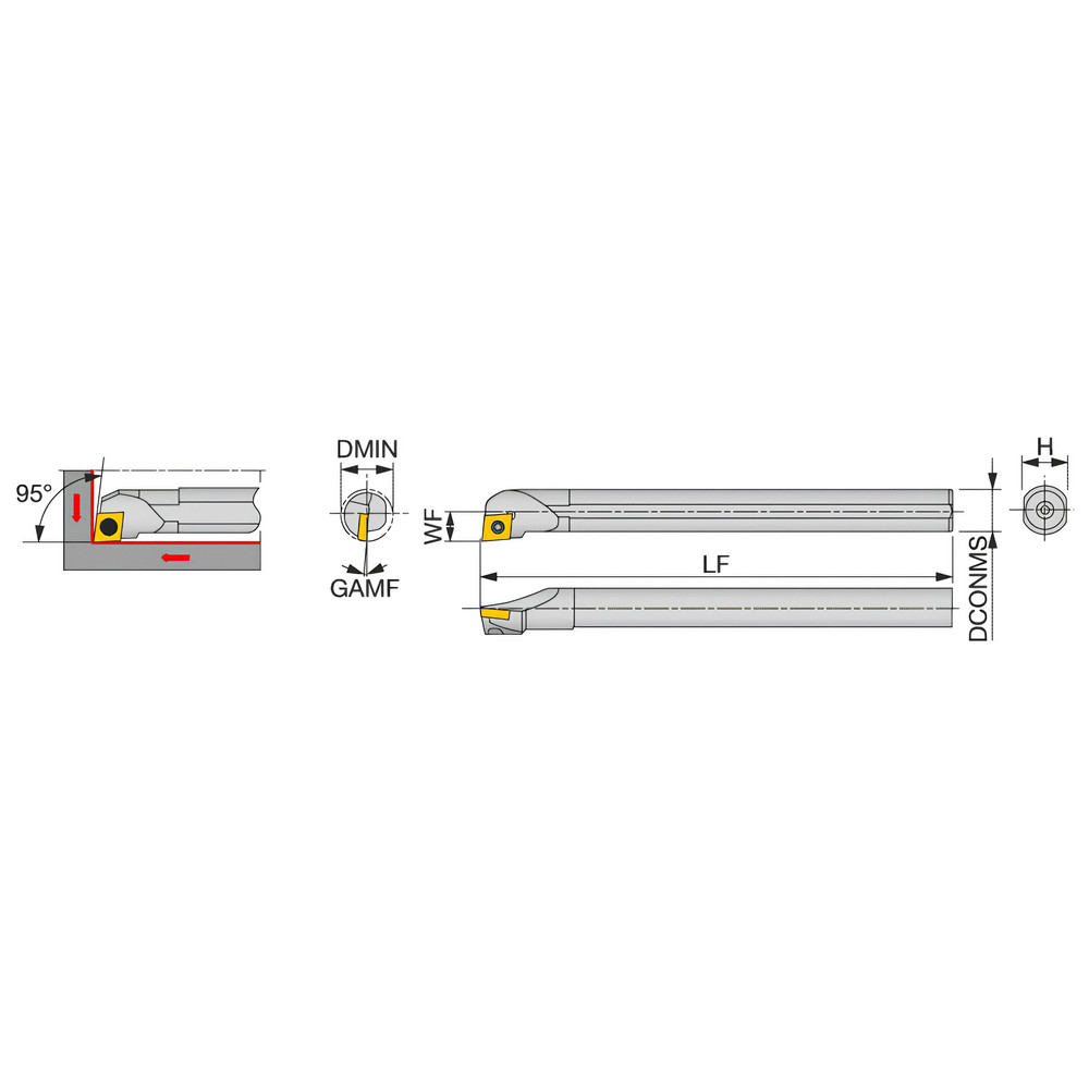 Tungaloy Indexable Boring Bar E12SCLCR3, 0.92" Min Bore Dia, 3/4