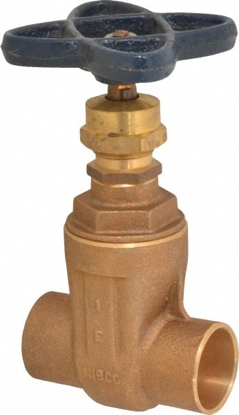 NIBCO NJ0J00A Gate Valve: Non-Rising Stem, 1" Pipe, Soldered, Bronze Image