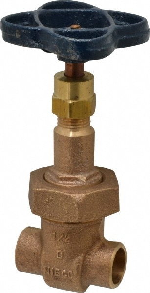 NIBCO NJ1M006 Gate Valve: Rising Stem, 1/2" Pipe, Soldered, Bronze Image