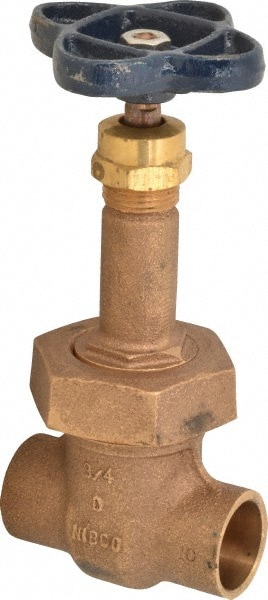 NIBCO NJ1M008 Gate Valve: Rising Stem, 3/4" Pipe, Soldered, Bronze Image