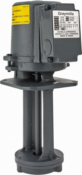 Graymills IMV08-F Immersion Pump: 1/8 hp, 230/460V, 3 Phase, 3,450 RPM, Cast Iron Housing 
