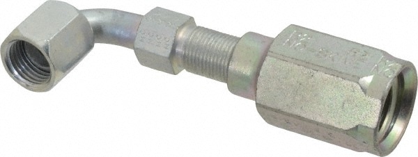 Parker 23930-6-6 Hydraulic Hose Female Swivel 45 ° Elbow: 0.375" ID, 6 mm, 9/16-18 Image