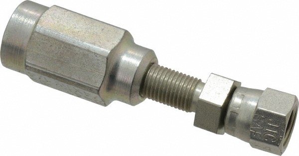 Parker Hydraulic Hose Female Swivel Fitting: 0.25" ID, 4 mm, 7/16-20 - Steel, Female JIC, Threaded | Part #20642-4-4