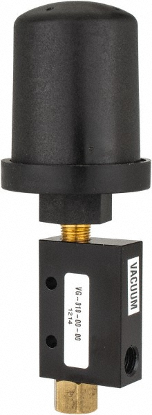 0.95 CFM Open Flow Venturi Single Stage Vacuum Generator - 1/8 FPT Vacuum Port, 27 inHg Max Vacuum Pressure, 30-3/4 Max psi, 1.6 CFM Air Consumption & 5.29" Long x 2" Wide x 2.00" High