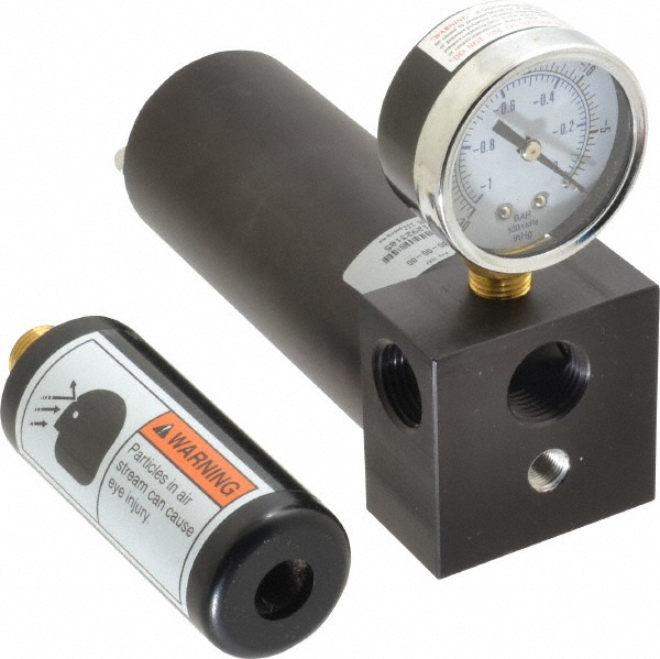 17 CFM Open Flow Venturi Single Stage Vacuum Generator - 1/2 FPT Vacuum Port, 27 inHg Max Vacuum Pressure, 68 Max psi, 7 CFM Air Consumption & 10.22" Length x 3" Wide x 5.00" High