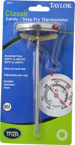 Cooking & Refrigeration Thermometers; Type: Cooking Thermometer ; Maximum Temperature (F): 400 ; Resolution (Deg F): 2 ; Accuracy Degree (F): 5