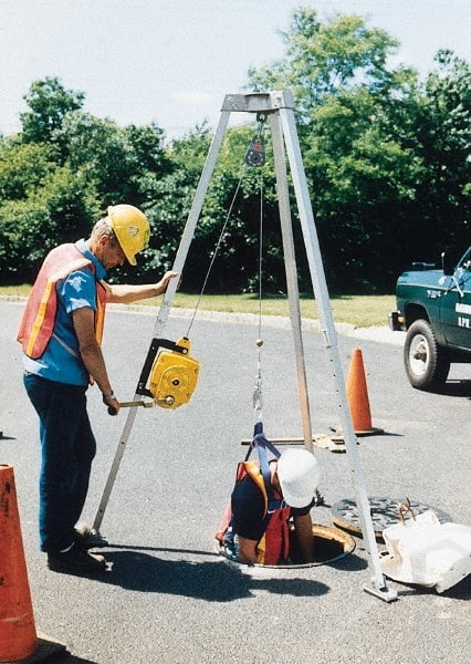Gemtor CSRS3-100S Confined Space Entry & Retrieval Systems; Hoist Type: Tripod ; Hoist Base: Portable ; Winch Power Type: Manual ; Cable Length (Feet): 100.0 ; Maximum Height (Inch): 84 ; Maximum Height (Feet): 84 