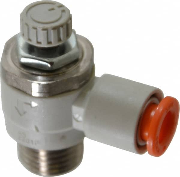SMC Electroless Nickel-Plated Brass and PBT Elbow Flow Control Valve with 5/32 Tube Size Pack of 2 AS2201F-N01-03SD, 