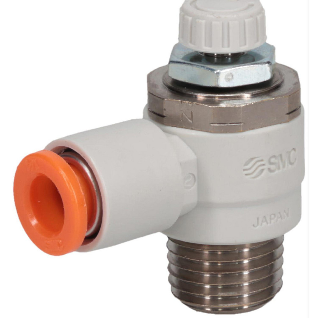電池タップ　エアボウ　AIRBOW　PS-Stream4 SMC PNEUMATICS - Elbow Air Flow Control Valve: Tube x MNPT, 1/4