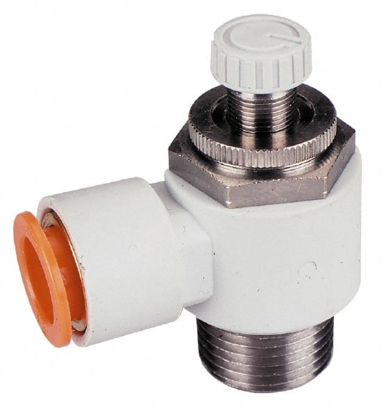 Air Angle Flow Control Valve Tube OD 1/4 X NPT 1/4 Pneumatic Push In Fitting 
