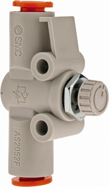 SMC PNEUMATICS AS2052F-07 Air Flow Control Valve: In-Line, Tube, 1/4" Tube OD 