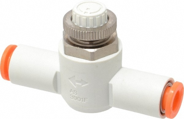 SMC PNEUMATICS AS3002F-07 Air Flow Control Valve: In-Line, Tube, 1/4" Tube OD 