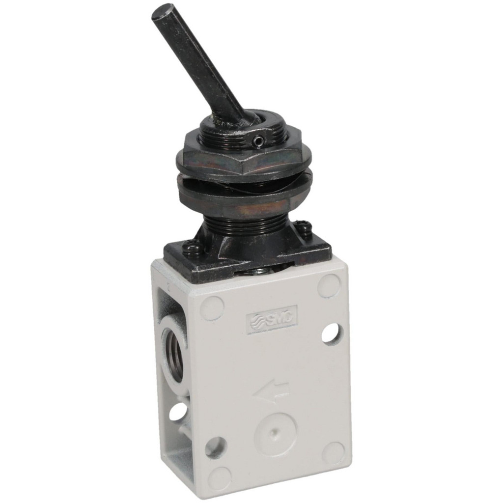 SMC Mechanically Operated Valve: 3-Way/2-Position, Toggle Lever Actuator, 1/4" Inlet, 1/4" Outlet - 0.87 CV Rating | Part #VM230-N02-08A