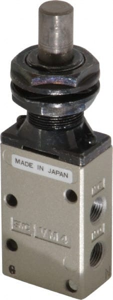 Mechanically Operated Valve: Plunger, Straight Plunger Actuator, 1/8" Inlet, 3 Position