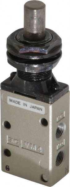 SMC PNEUMATICS NVM430-N01-05 Mechanically Operated Valve: Plunger, Straight Plunger Actuator, 1/8" Inlet, 3 Position Image