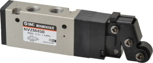 Mechanically Operated Valve: Roller Lever, Roller Lever Actuator, 1/8" Inlet, 4 Position