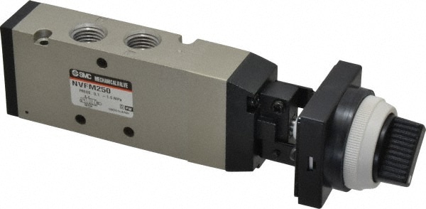 SMC PNEUMATICS NVFM250-N02-34B Mechanically Operated Valve: Twist Selector Actuator, 1/4" Inlet, 1/4" Outlet, 4 Position Image