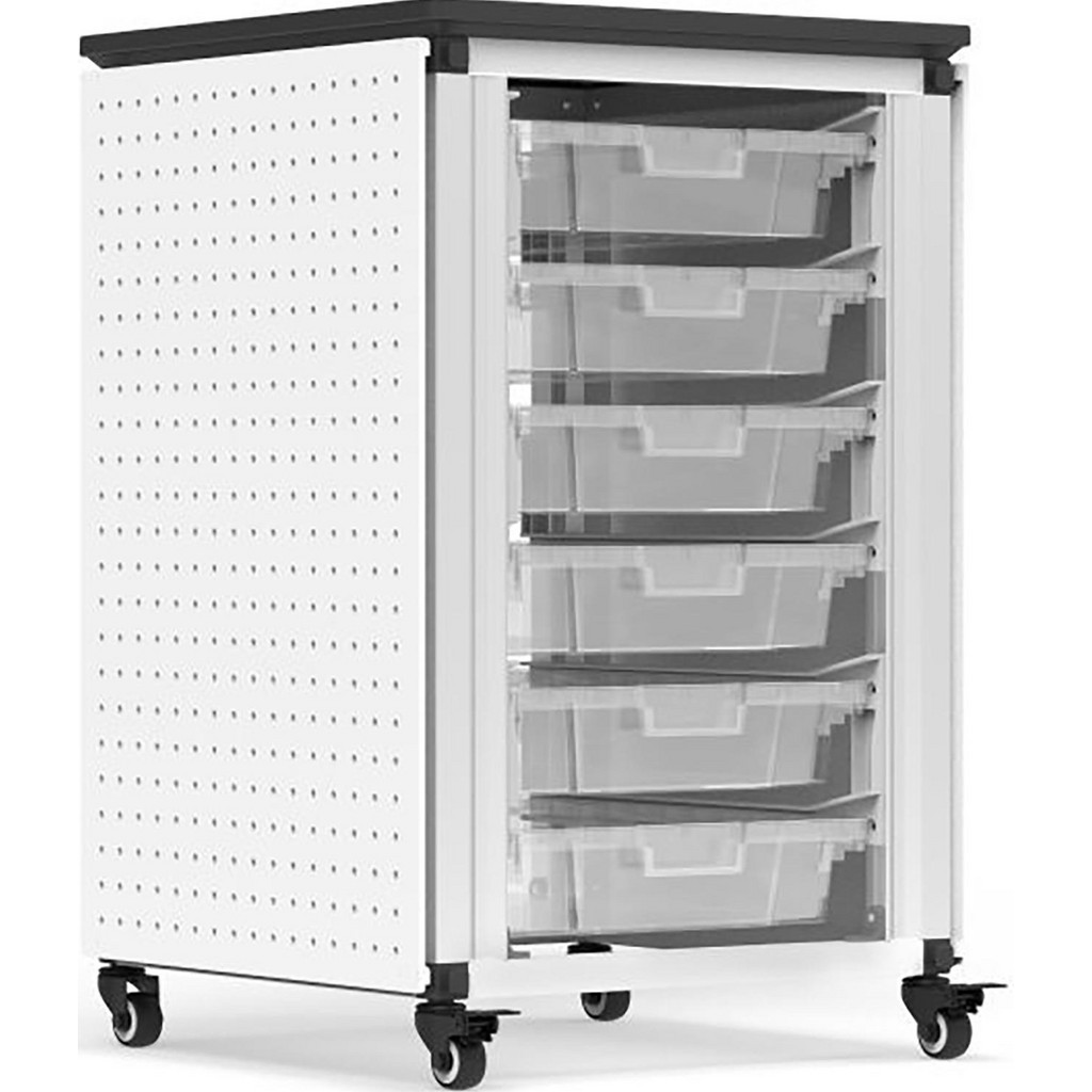Luxor Modular Classroom Storage Cabinet Utility Cart: 18-1/5" Long, 18-1/5" Wide, Aluminum, 220 lb Capacity, Black | Part #MBS-STR-11-6S