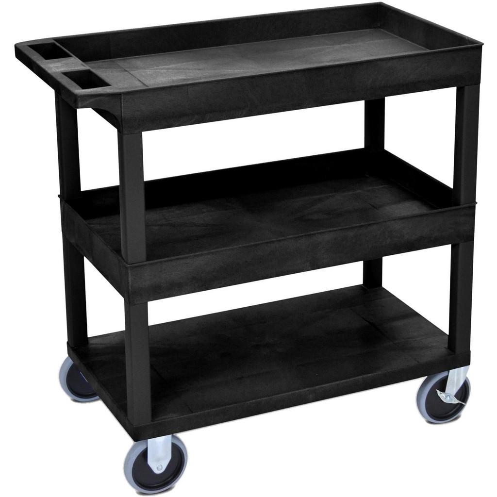 Luxor Tub Utility Cart: 18" Long, 35-1/4" Wide, Polyethylene, 500 lb Capacity, Black | Part #EC112HD-B