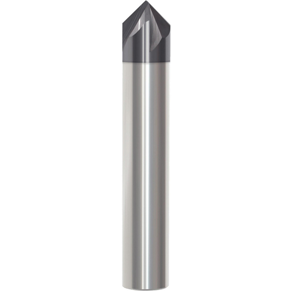 Chamfer Mill: 1/4" Dia, 90 deg, 4 Flute, Solid Carbide, Single End - AlTiN