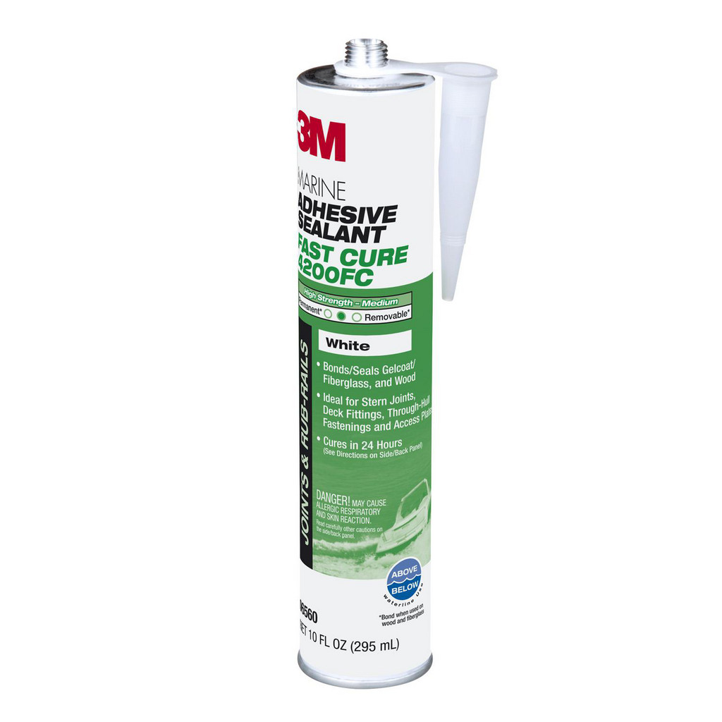 3M Marine Adhesive Sealant 4200FC, Fast Cure, White, 295 mL Cartridge | 12-Pack | Part #7100006227