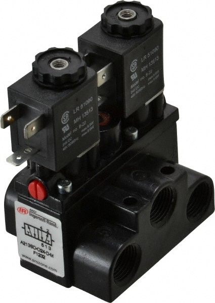 3/8" Inlet x 3/8" Outlet, Solenoid Actuator, Solenoid Return, 2 Position, Body Ported Solenoid Air Valve