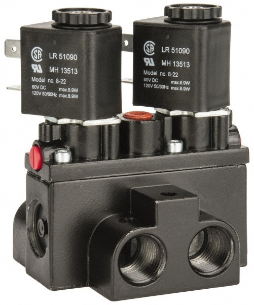 ARO/Ingersoll-Rand A713SD-120-A 3/8" Inlet x 3/8" Outlet, Solenoid Actuator, Solenoid Return, 3 Position, Body Ported Solenoid Air Valve Image