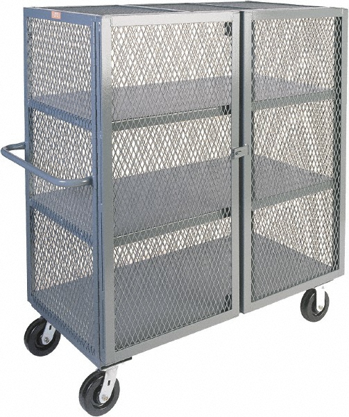 Steel Mesh Security Truck: 3,000 lb Capacity, 3 Shelf - 48" Long, 24" Wide, 57" High