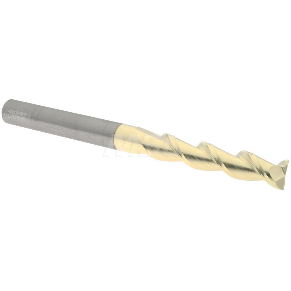 Accupro 25050040C5 Square End Mill: 1/2 Dia, 2-1/2 LOC, 1/2 Shank Dia, 6 OAL, 2 Flutes, Solid Carbide 