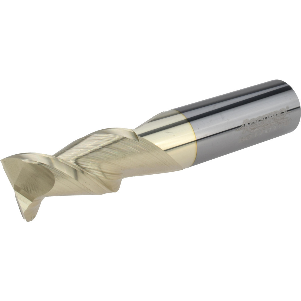 Accupro High Performance Milling Square End Mill: 5/8" Dia, 1-1/4" LOC - 3-1/2" OAL, 5/8" Shank Dia, 45 deg Helix, ZrN Finish, Single End, Accupro